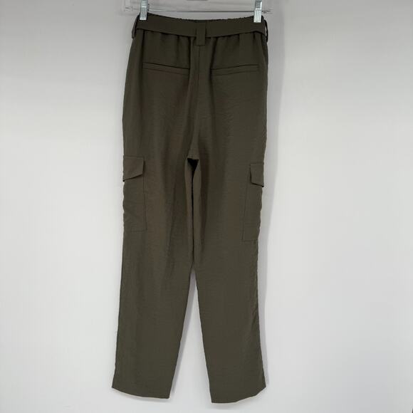 Chicos Casual Soft Utility Ankle Pants Women 4 Olive Green Belted Elastic Waist - Picture 3 of 9